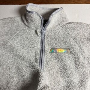 Nike Air Fleece Pullover Jacket Womens‎ Small Sherpa Style Gray Embossed Swoosh